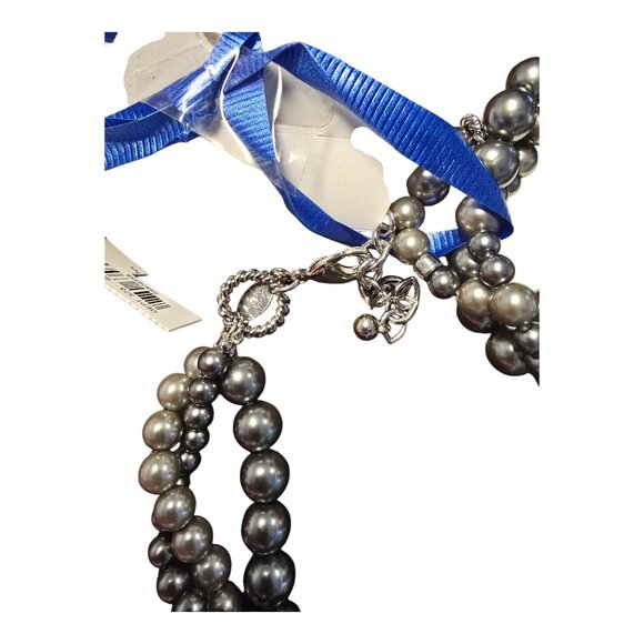 Ann Taylor Necklace With Matching Bracelet Lot -18" Silver Beaded Toggle NWT - Picture 2 of 4